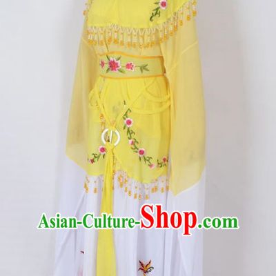Traditional Chinese Professional Peking Opera Young Lady Jordan-Sitting Costume Yellow Embroidery Dress, China Beijing Opera Diva Hua Tan Embroidered Princess Clothing