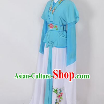 Traditional Chinese Professional Peking Opera Jordan-Sitting Water Sleeve Costume Blue Embroidery Dress, China Beijing Opera Diva Hua Tan Embroidered Clothing