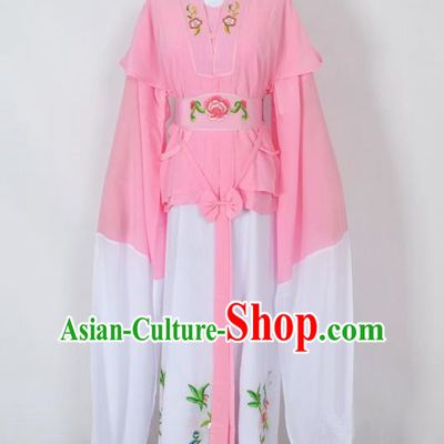 Traditional Chinese Professional Peking Opera Jordan-Sitting Water Sleeve Costume Pink Embroidery Dress, China Beijing Opera Diva Hua Tan Embroidered Clothing