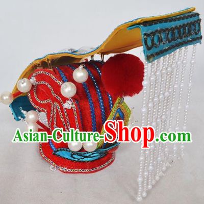 Traditional Handmade Chinese Classical Peking Opera Emperor Accessories Red Hat, China Beijing Opera King Headwear