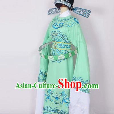 Traditional Chinese Professional Peking Opera Emperor Female Son-in-law Costume Green Embroidered Robe and Hat, China Beijing Opera Niche Embroidered Clothing