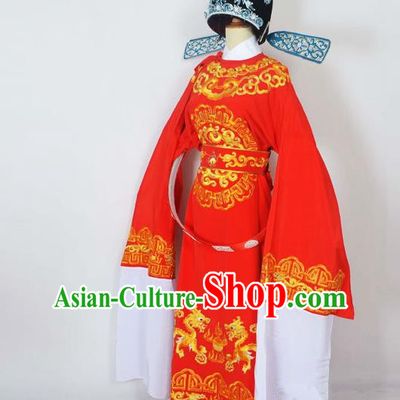 Traditional Chinese Professional Peking Opera Emperor Female Son-in-law Costume Red Embroidered Robe and Hat, China Beijing Opera Niche Embroidered Clothing