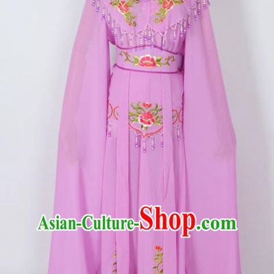 Traditional Chinese Professional Peking Opera Young Lady Costume Purple Embroidery Dress, China Beijing Opera Diva Hua Tan Embroidered Clothing