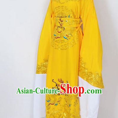 Traditional Chinese Professional Peking Opera Lang Scholar Costume Yellow Embroidery Robe, China Beijing Opera Niche Embroidered Robe Clothing
