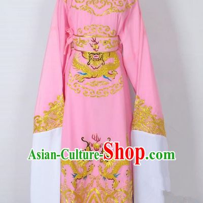 Traditional Chinese Professional Peking Opera Old Men Costume Pink Embroidery Robe, China Beijing Opera Niche Emperor Embroidered Robe Clothing