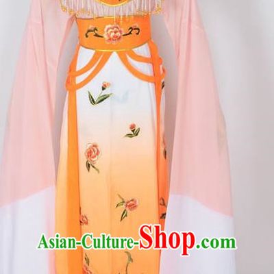 Traditional Chinese Professional Peking Opera Young Lady Princess Costume Orange Embroidery Dress, China Beijing Opera Diva Hua Tan Embroidered Clothing
