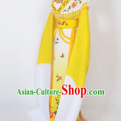 Traditional Chinese Professional Peking Opera Young Lady Princess Costume Yellow Embroidery Dress, China Beijing Opera Diva Hua Tan Embroidered Clothing