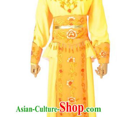 Traditional Chinese Professional Peking Opera Female Warrior Yellow Costume, China Beijing Opera Blues Swordplay Embroidered Clothing
