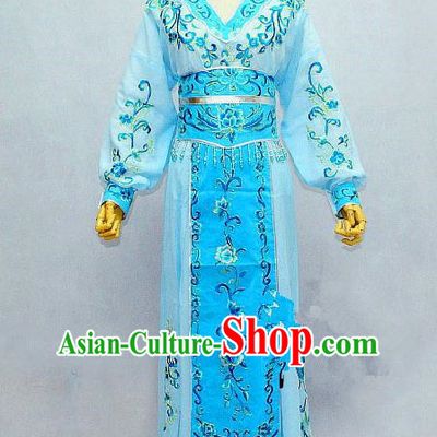 Traditional Chinese Professional Peking Opera Female Warrior Blue Costume, China Beijing Opera Blues Swordplay Embroidered Clothing