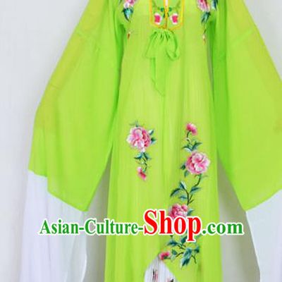 Traditional Chinese Professional Peking Opera Diva Princess Costume Embroidery Green Mantel, China Beijing Opera Hua Tan Young Lady Embroidered Clothing