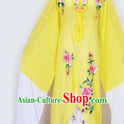 Traditional Chinese Professional Peking Opera Diva Princess Costume Embroidery Yellow Mantel, China Beijing Opera Hua Tan Young Lady Embroidered Clothing
