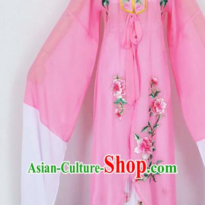 Traditional Chinese Professional Peking Opera Diva Princess Costume Embroidery Pink Mantel, China Beijing Opera Hua Tan Young Lady Embroidered Clothing