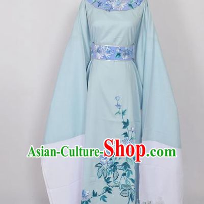Traditional Chinese Professional Peking Opera Young Men Niche Costume Blue Embroidery Robe, China Beijing Opera Nobility Childe Scholar Embroidered Clothing