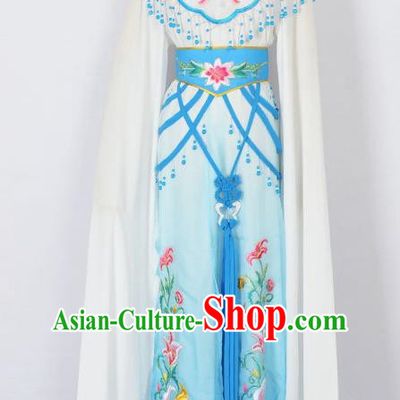 Traditional Chinese Professional Peking Opera Diva Young Lady Princess Costume White Embroidery Dress, China Beijing Opera Hua Tan Embroidered Clothing
