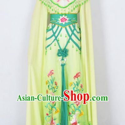 Traditional Chinese Professional Peking Opera Diva Young Lady Princess Costume Green Embroidery Dress, China Beijing Opera Hua Tan Embroidered Clothing