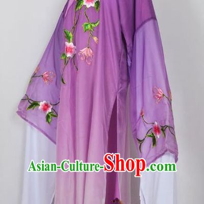 Traditional Chinese Professional Peking Opera Young Men Niche Water Sleeve Costume Purple Embroidery Robe, China Beijing Opera Nobility Childe Scholar Embroidered Clothing