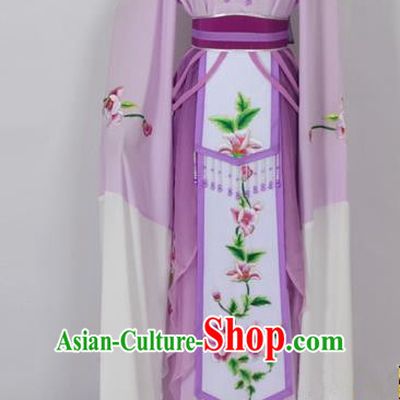 Traditional Chinese Professional Peking Opera Diva Young Lady Princess Water Sleeve Costume Purple Embroidery Dress, China Beijing Opera Hua Tan Embroidered Clothing