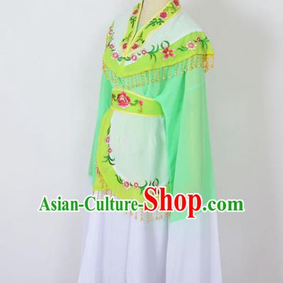 Traditional Chinese Professional Peking Opera Young Women Costume Green Cloud Shoulder Dress, China Beijing Opera Diva Hua Tan Embroidered Clothing