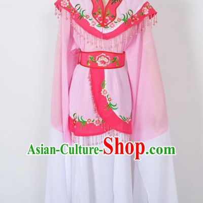 Traditional Chinese Professional Peking Opera Young Women Costume Pink Cloud Shoulder Dress, China Beijing Opera Diva Hua Tan Embroidered Clothing