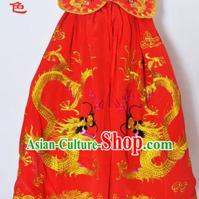 Traditional Chinese Professional Peking Opera General Costume Red Cloak, China Beijing Opera Swordplay Embroidered Dragons Cape