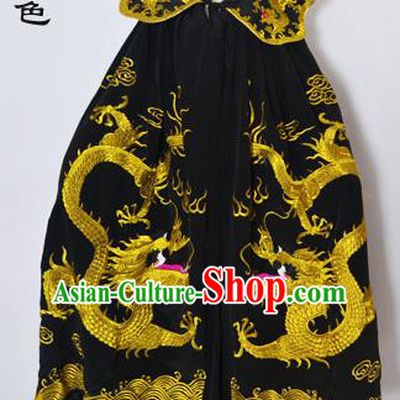 Traditional Chinese Professional Peking Opera General Costume Black Cloak, China Beijing Opera Swordplay Embroidered Dragons Cape