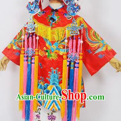 Traditional Chinese Professional Peking Opera Imperial Empress Costume Red Dress, China Beijing Opera Imperial Concubine Embroidered Robe and Headwear