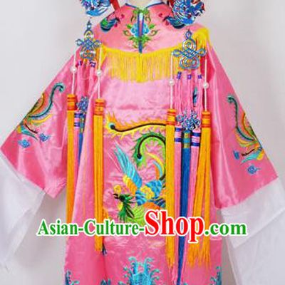 Traditional Chinese Professional Peking Opera Imperial Empress Costume Pink Dress, China Beijing Opera Imperial Concubine Embroidered Robe and Headwear