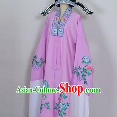 Traditional Chinese Professional Peking Opera Young Men Niche Costume Pink Embroidery Robe and Hat, China Beijing Opera Nobility Childe Scholar Embroidered Clothing
