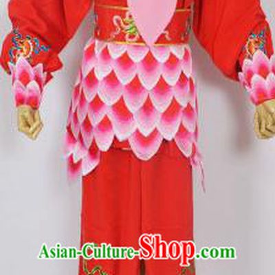 Traditional Chinese Professional Peking Opera Nezha Red Costume, China Beijing Opera Martial Arts Embroidered Clothing