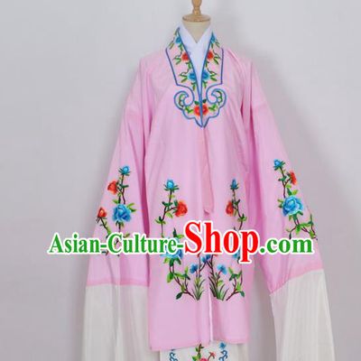 Traditional Chinese Professional Peking Opera Young Lady Costume Pink Embroidery Mantel, China Beijing Opera Diva Hua Tan Embroidered Dress Clothing