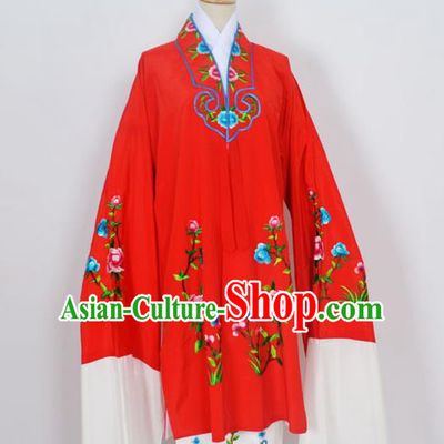 Traditional Chinese Professional Peking Opera Young Lady Costume Red Embroidery Mantel, China Beijing Opera Diva Hua Tan Embroidered Dress Clothing