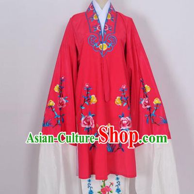Traditional Chinese Professional Peking Opera Young Lady Costume Rosy Embroidery Mantel, China Beijing Opera Diva Hua Tan Embroidered Dress Clothing