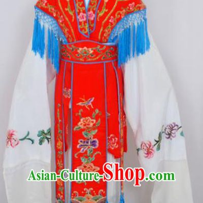 Traditional Chinese Professional Peking Opera Princess Costume Red Embroidery Dress, Children China Beijing Opera Diva Hua Tan Embroidered Red Clothing