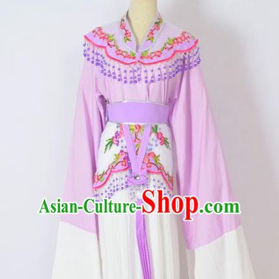Traditional Chinese Professional Peking Opera Huangmei Opera Young Lady Princess Costume Purple Embroidery Dress, China Beijing Opera Diva Hua Tan Embroidered Clothing