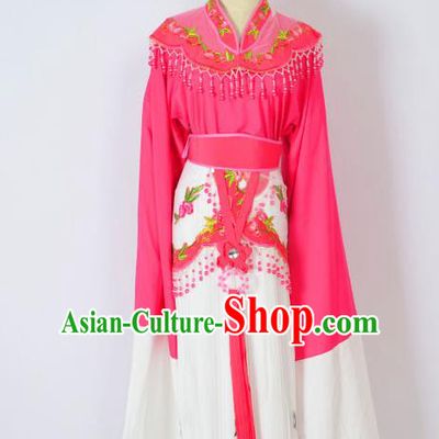 Traditional Chinese Professional Peking Opera Huangmei Opera Young Lady Princess Costume Rosy Embroidery Dress, China Beijing Opera Diva Hua Tan Embroidered Clothing