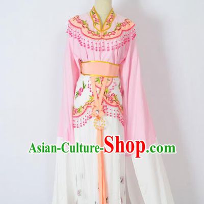 Traditional Chinese Professional Peking Opera Huangmei Opera Young Lady Princess Costume Pink Embroidery Dress, China Beijing Opera Diva Hua Tan Embroidered Clothing