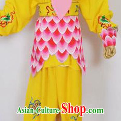 Traditional Chinese Professional Peking Opera Nezha Yellow Costume, China Beijing Opera Martial Arts Embroidered Clothing