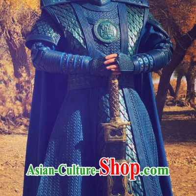Traditional Chinese Ming Dynasty Female General Costume and Headpiece Complete Set, China Ancient Warrior Armour Clothing for Women
