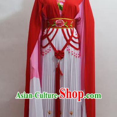 Traditional Chinese Professional Peking Opera Young Lady Princess Costume Water Sleeve Red Embroidery Dress, China Beijing Opera Diva Hua Tan Embroidered Clothing