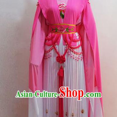 Traditional Chinese Professional Peking Opera Young Lady Princess Costume Water Sleeve Pink Embroidery Dress, China Beijing Opera Diva Hua Tan Embroidered Clothing