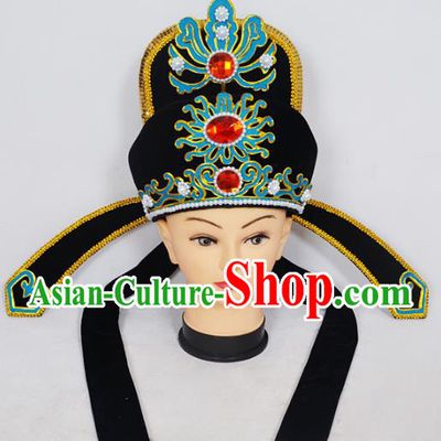 Traditional Handmade Chinese Classical Peking Opera Niche Hair Accessories Black Hat, China Beijing Opera Lang Scholar Headwear