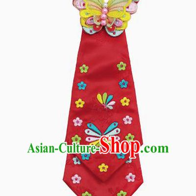 Traditional South Korean Handmade Hair Accessories Red Embroidery Headband, Top Grade Korea Children Hair Clasp Headwear for Kids