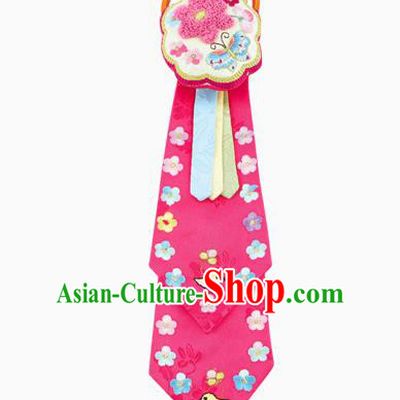 Traditional South Korean Handmade Hair Accessories Pink Embroidery Headband, Top Grade Korea Children Hair Clasp Headwear for Kids