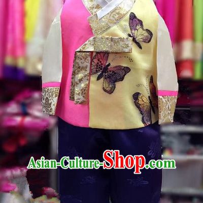 Traditional South Korean Handmade Hanbok Children Baby Birthday Yellow Clothing, Top Grade Korea Hanbok Costume Complete Set for Boys