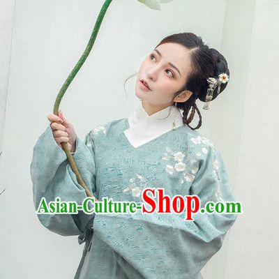 Traditional Ancient Chinese Ming Dynasty Palace Lady Costume Embroidered Blouse, Elegant Hanfu Clothing Chinese Imperial Princess Sleeve Placket Shirts for Women
