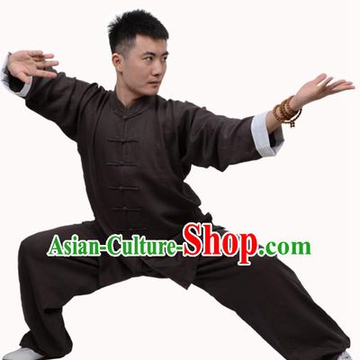 Top Martial Arts Costume Kung Fu Training Clothing, Tai Ji Plated Buttons Brown Uniform Gongfu Wushu Costume  for Women for Men