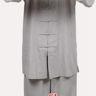Top Grade Linen Martial Arts Costume Kung Fu Training Clothing, Tai Ji Embroidery Grey Uniform Gongfu Wushu Costume  for Women for Men