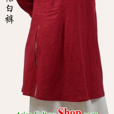 Top Grade Linen Martial Arts Costume Kung Fu Training Slant Opening Plated Buttons Clothing, Tai Ji Red Uniform Gongfu Wushu Costume for Women for Men