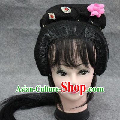 Traditional Handmade Chinese Ancient Classical Hair Accessories Peking Opera Young Lady Wig Sheath, China Beijing Opera Hua Tan Headgear