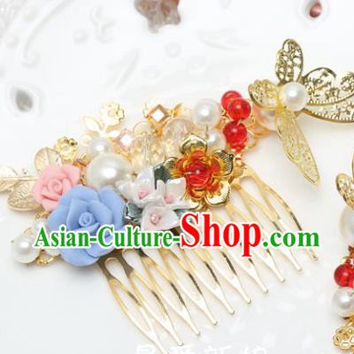 Traditional Handmade Chinese Ancient Classical Hair Accessories Barrettes Xiuhe Suit Hair Comb, Hanfu Hairpins Hair Fascinators for Women